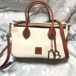 EUC Dooney & Bourke Pebble Grain Satchel Crossbody, Color Bone