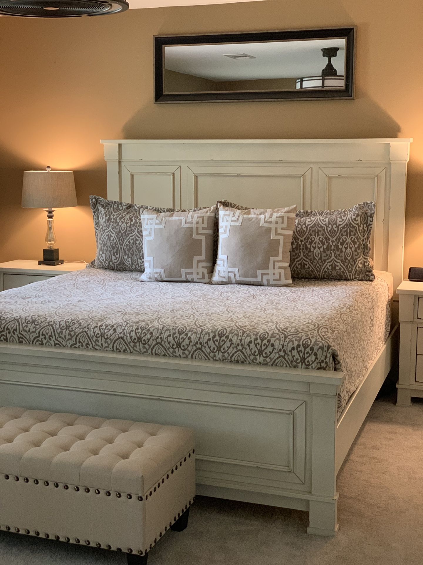 Jennily 7 piece King Bedroom suit (Ashley Furniture) less than one year old