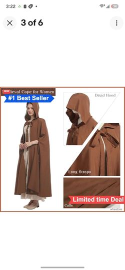 Women's Medieval Hooded Cape Cloak