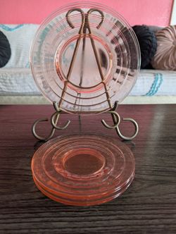 1930's Anchor Hocking Pink Block
Optic plates All have some utensils markings