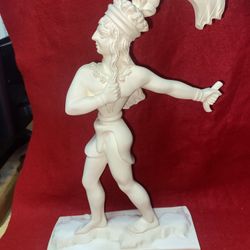 12 Inch Alabaster Greek Prince Of Knossos Statue Imported From Greece