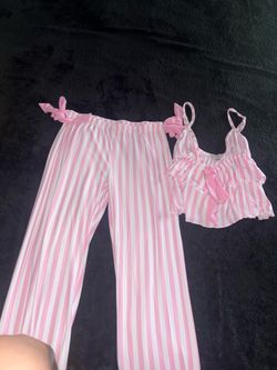 Pink & White Striped Pajama Set