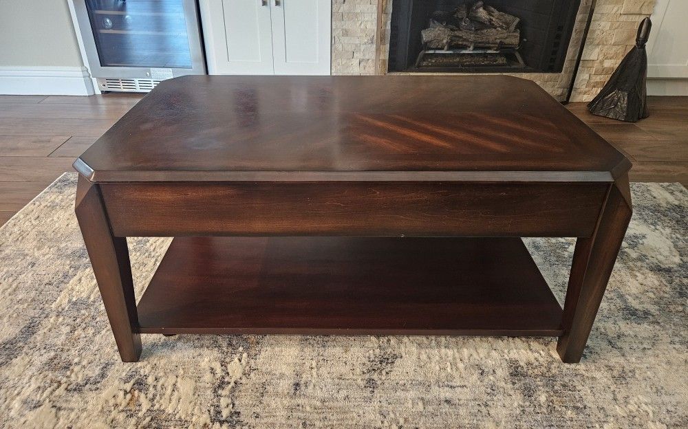 Solid Dark Wood Coffee And End Table