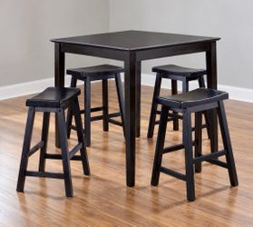 New Square Black 5 Piece Counter Height Space Saving Dining Kitchen Set