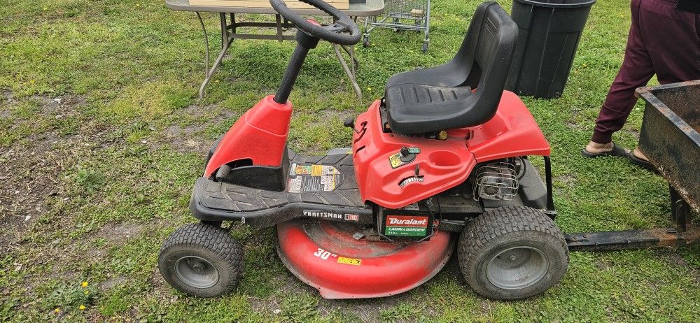 Craftsman Riding Lawnmower W/ A Trailer And Tiller