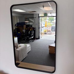 New - Black 24"X 36" Rectangle Wall Mirror Bathroom Metal Frame Makeup Vanity Mirror