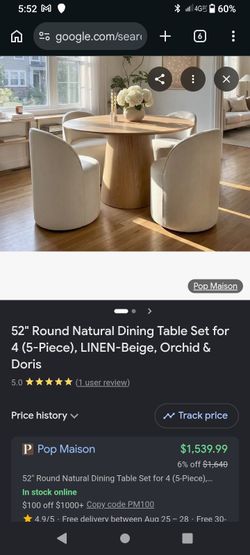 Orchid natural 52" table