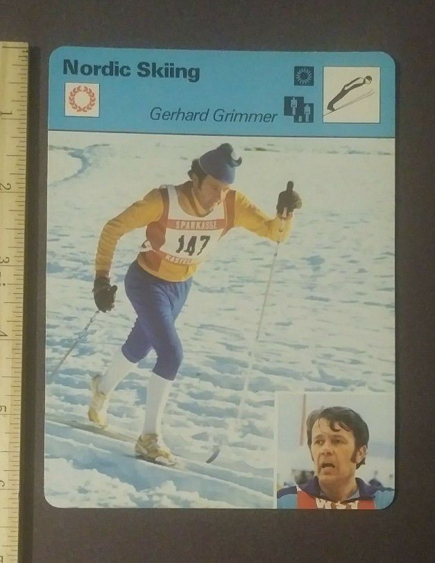 1979 Sportscaster Gerhard Grimmer Nordic Skiing East Germany Sports Photo Large Over-sized Card HTF Collectible Vintage Italy