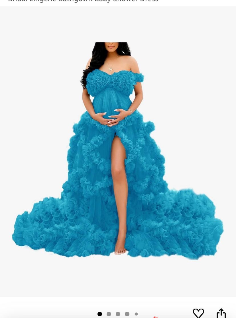 Maternity Photoshoot Ruffles V Neck Illusion Bridal Lingerie Bathgown Baby Shower Dress