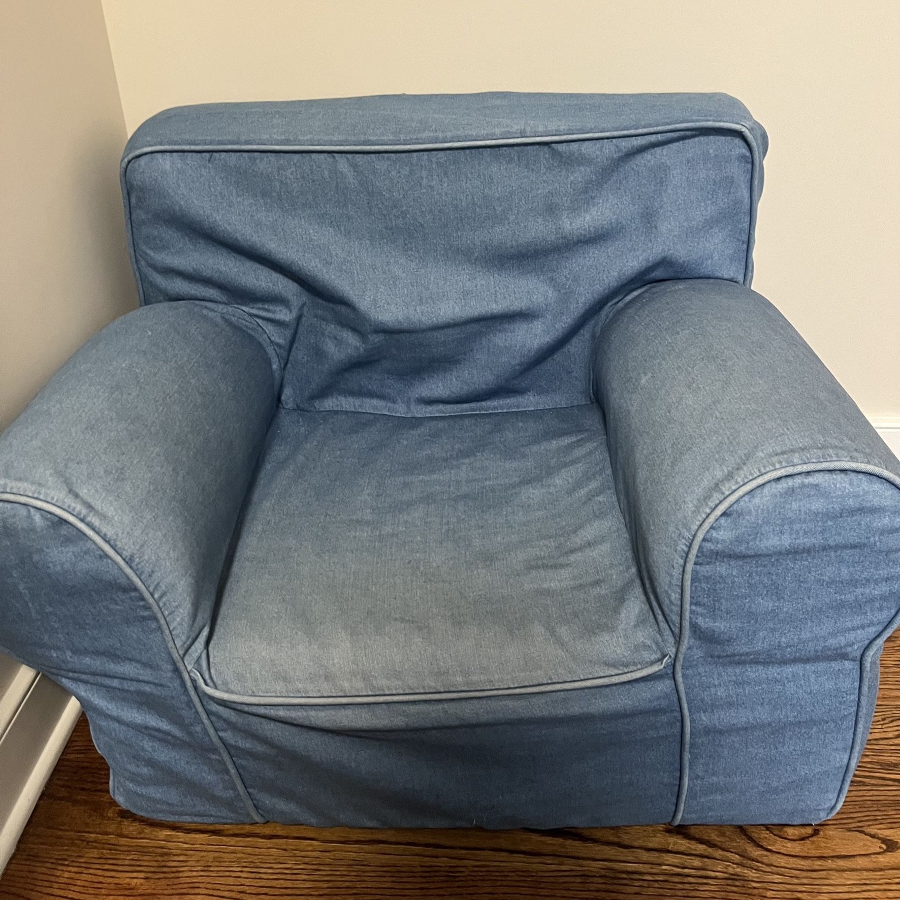 Pottery Barn Kids Oversized Anywhere Chair with Denim Cover for