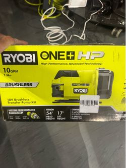 RYOBI ONE+ HP 18V 1/4 hp Cordless Battery Powered Iranster Pump with 2.0 Ah Battery and Charger