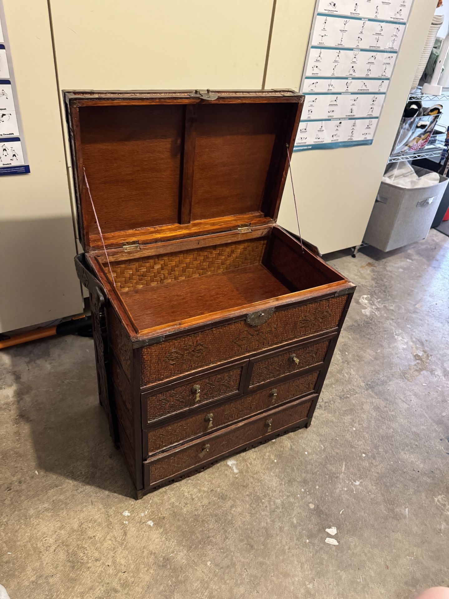 Vintage Chinese Cabinet w/ Flip-Top Hatch – $95 (Maple Leaf)
