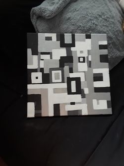 Abstract painting(black/white/grey/silver)
