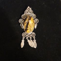 Sterling Silver Tiger Eye Pendant / Charm 