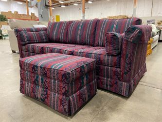 SLYTER MAGNUSON Novelty Print Tartan Floral Sofa with Ottoman