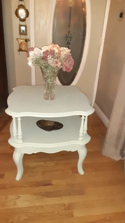 Green hand painted side table