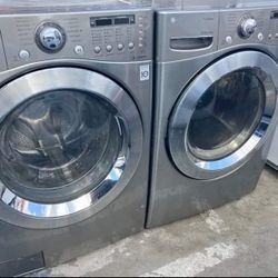 LG Front Load Stainless Steel  Washer And Gas Dryer 