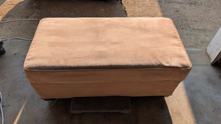 Tan Microfiber Rectangular Ottoman