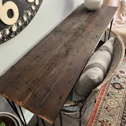 Raw Real Wood Table Desk Console Handmade Farmhouse 56x17x29