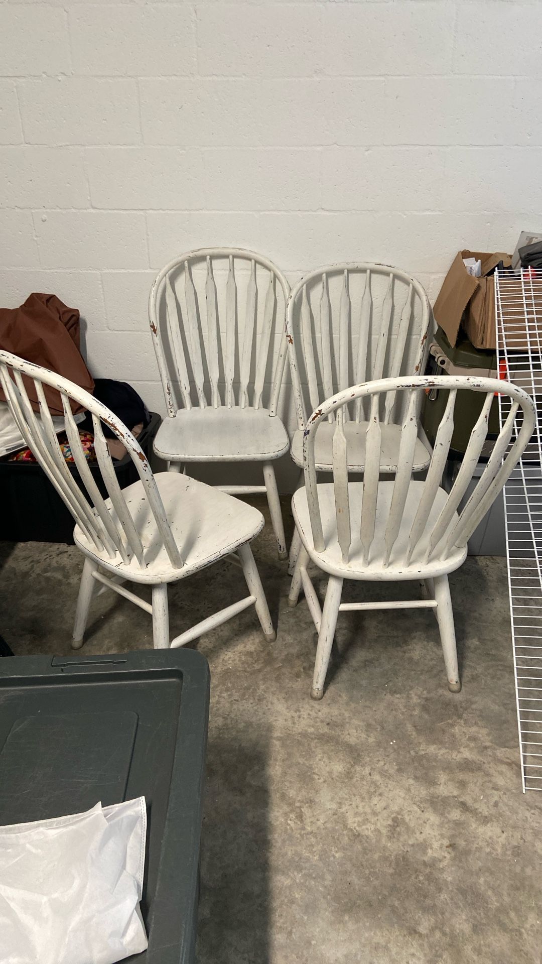 Wood Spindle Dining Chairs Four