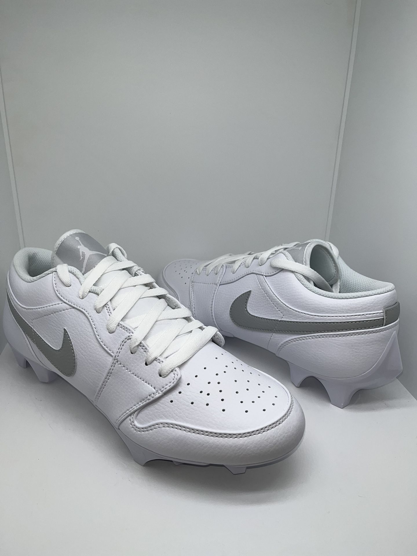 Nike Jordan 1 Low TD Football Cleats White Grey Fog FJ6245 101 Men’s Size 11 New