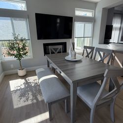 Parallel Dining Table with 4 Chairs and 2-Seater Bench