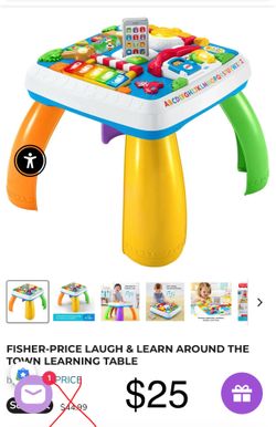 **USED** FISHER-PRICE LAUGH & LEARN AROUND THE TOWN LEARNING TABLE (Missing phone)