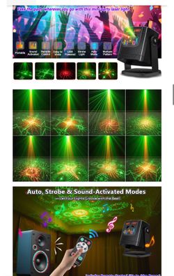 Disco Party Lights - Sound Activated RGB DJ Strobe Light, Portable LED Projector for Home Room Karaoke Birthday Christmas Family Gathering Gift  New s