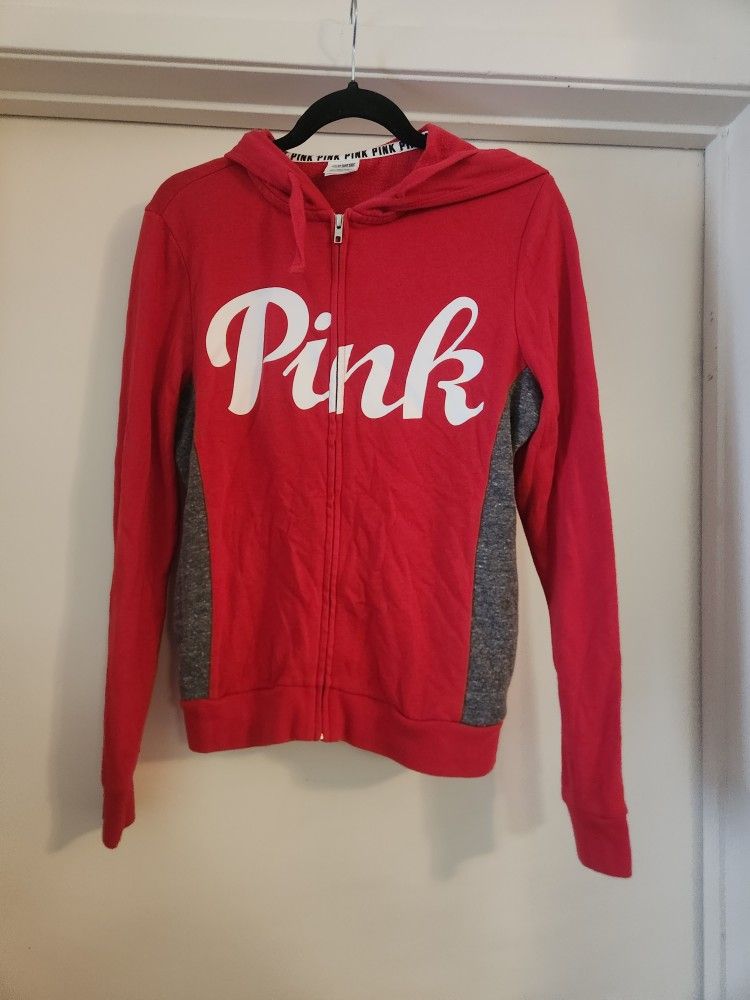 Womens small Red Victoria's Secret PINK zipper Sweater