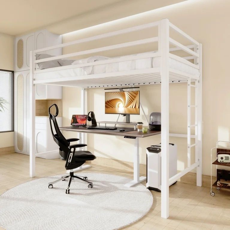White Twin Loft Bed 