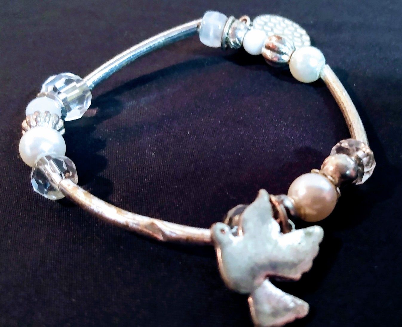 pearl dove charm braclet