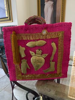 Pink Magic & Golden Miracles handmade Mexicana Tote.