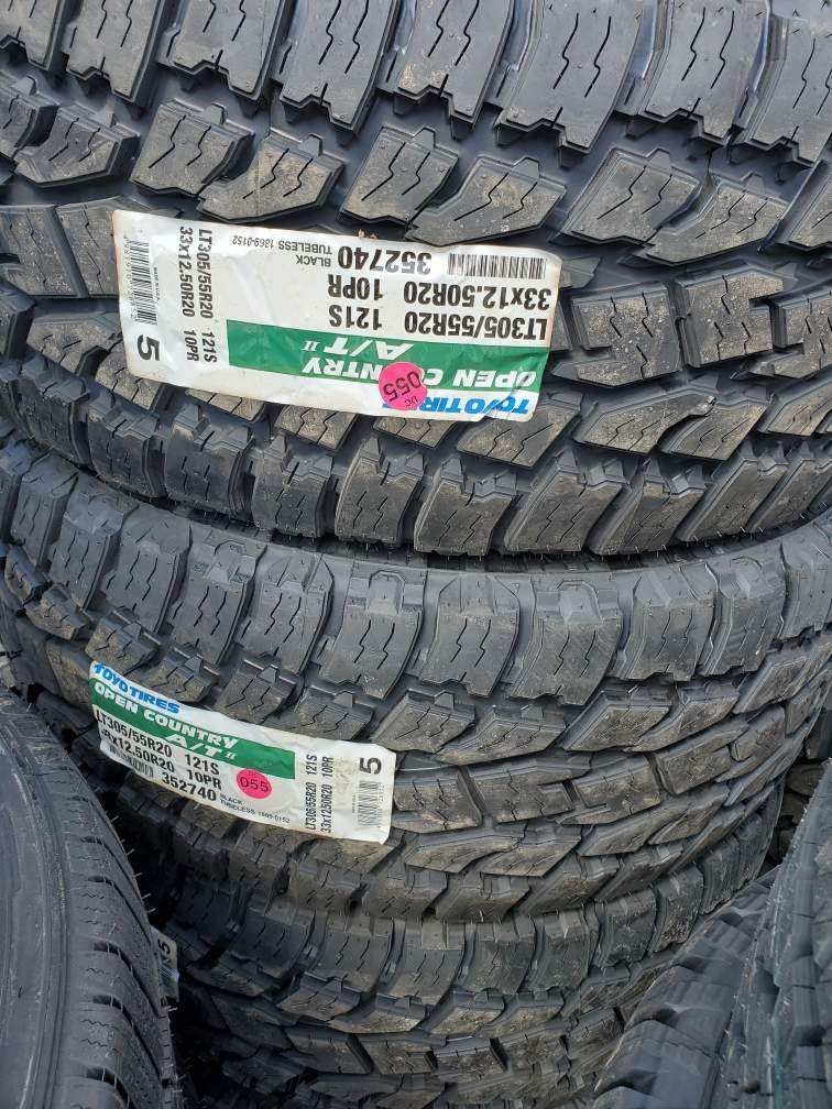 NEW TIRES 305/55/20 , 33X12.50R20 TOYO OPEN COUNTRY ATII, FREE INSTALLATION AND BALANCE