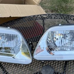 97-03 Ford F-150 Expedition chrome/clear reflector LED strip headlights and corner lights