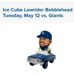 Dodgers Giants 5/12 Ice Cube Bobblehead - 2 Tickets Field 1 Row V Shaded Behind Home Plate $299 ea obo