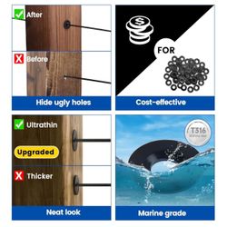 Muzata 20 Pack Black Cable Railing Adhesive Sleeves for 1/8" 5/32" 3/16" Wire Rope T316 Stainless Steel Adhesive Grommet Protector Sleeves Cable Raili