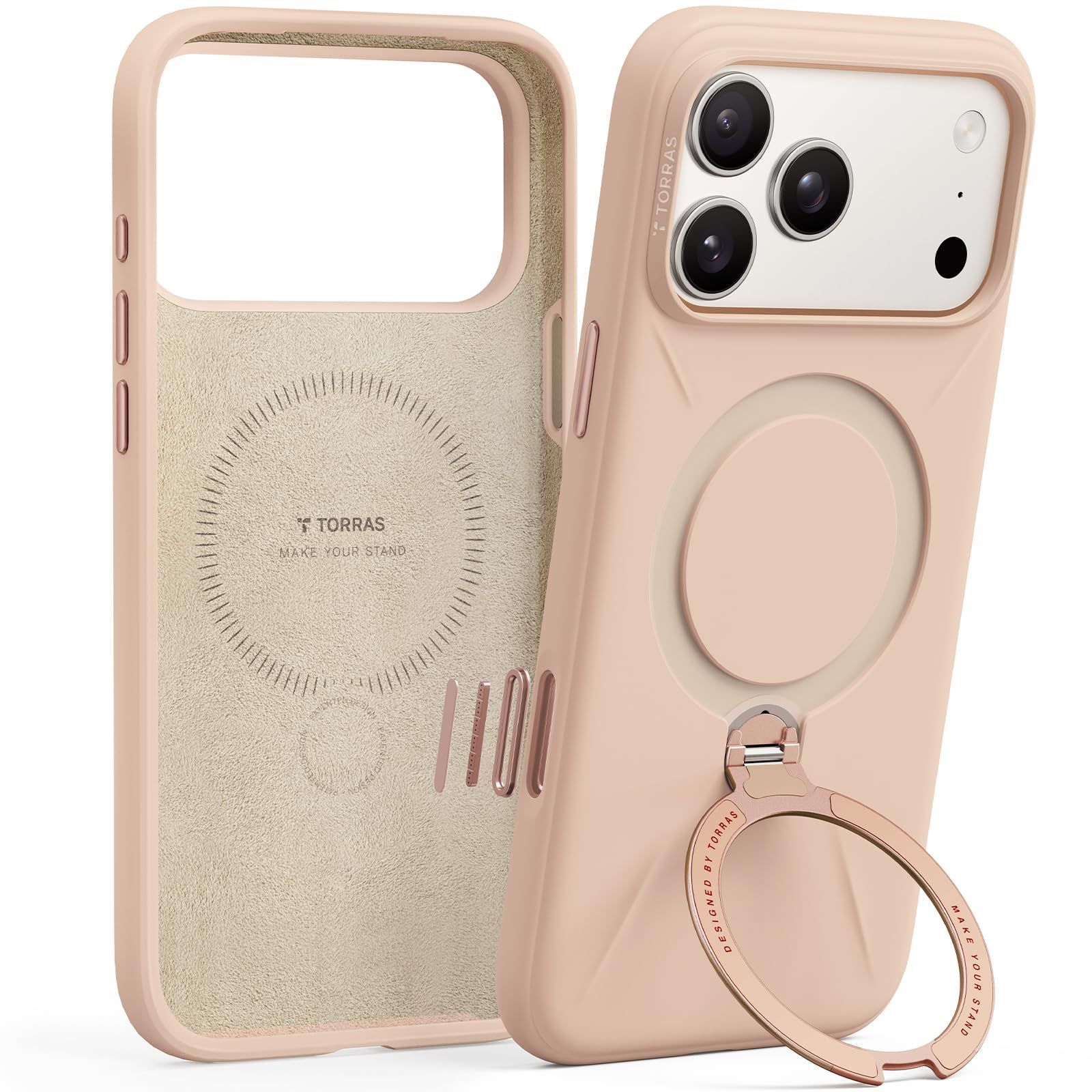 Silicone 360 Spin For IPhone 17 Pro Case With Stand,