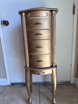 Jewelry box wooden gold with mirror