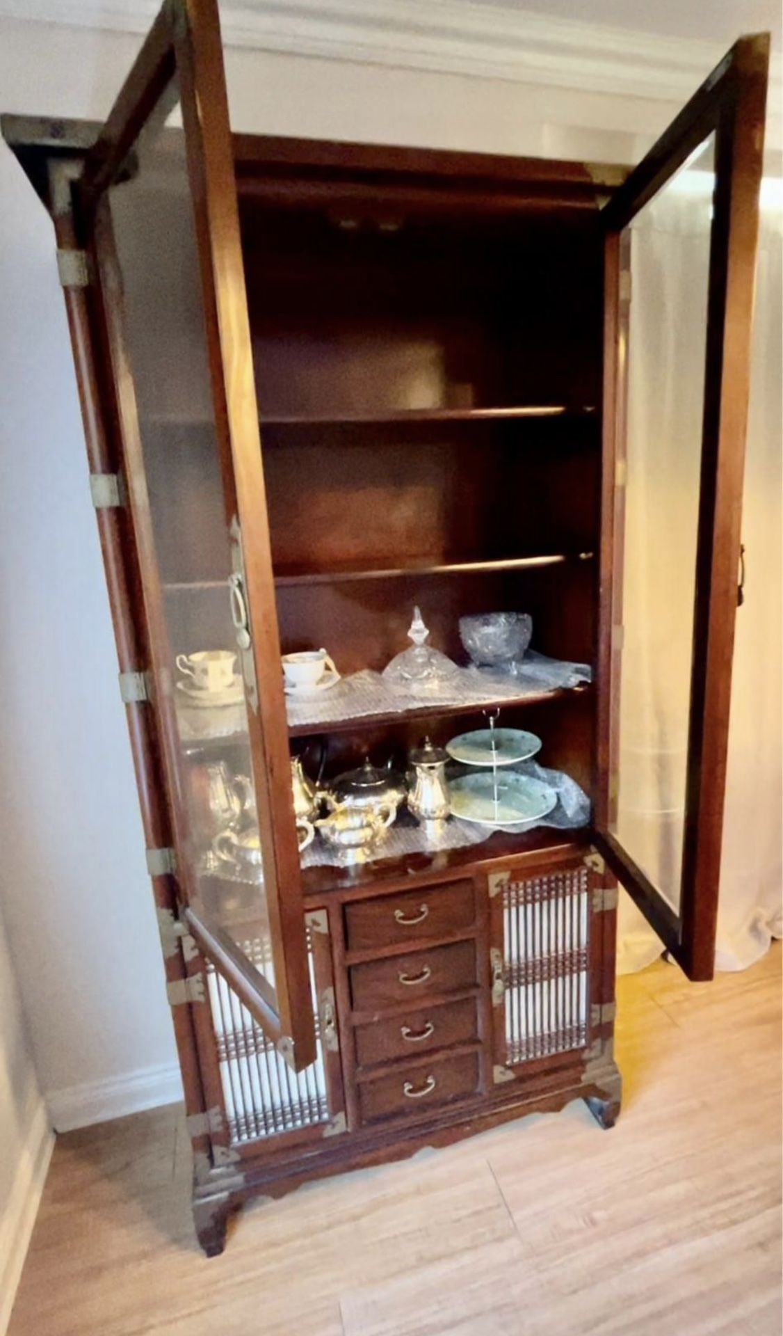 Solid Cherry Wood Antique China Cabinet