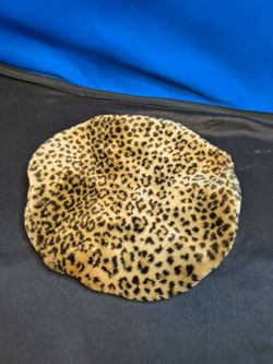 Vintage Charta Leopard Faux Fur  Beret Hat USA
