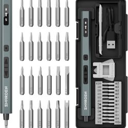 29 IN 1 Upgraded MIni Electric Screwdriver, 24 S2 Preicison Bits, 5-gear Torque Adjustment, with screen, Power Screwdriver Repair Tool Kit for PC, Ele