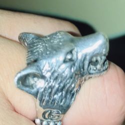Sterling Silver Wolf Ring $300