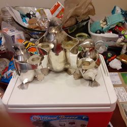 Chrome Penguin Candle Holders