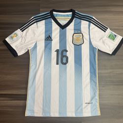 Adidas Argentina Sergio Kun Aguero #16 2014 FIFA World Cup Soccer Jersey Small 