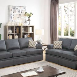 Brand New Grey Sofa & Loveseat (Pillows Included)