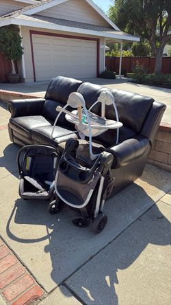 Reclining couch and baby items