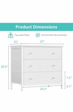 New White nightstand with fabric drawers