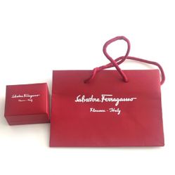 Salvatore Ferragamo Jewelry Box + Red Shopping Bag - New 
