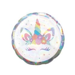 Open-Box New Iridescent Multi-color Unicorn Face Foil Party Balloon Retail $10.00