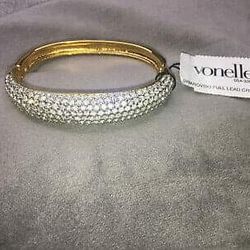 BRAND NEW NEVER USED Vintage Vonelle Signed Swan Swarovski Crystal Oval Rhinestone Bracelet With Tags
